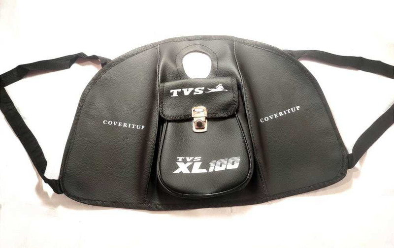 COVERITUP BLACK FUEL TANK COVER SINGLE POCKET FOR Strap TVS XL 100 Bike Tank Cover