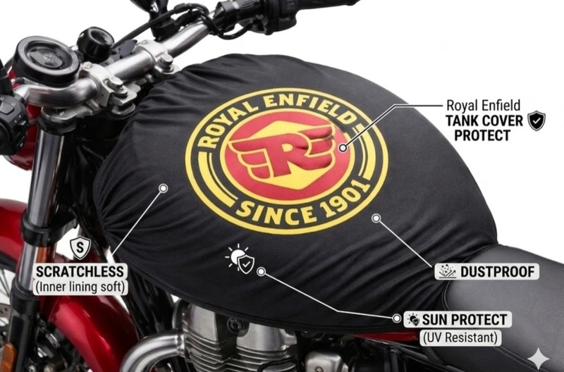 Ap auto tank cover 350 Strap Royal Enfield Classic 350, Continental GT 650 Bike Tank Cover