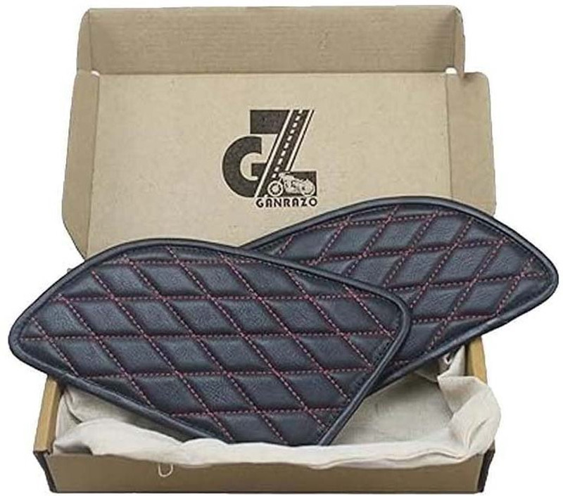 G-GANRAZO Leather Diamond Tank Pad with Red Thread Fit for Royal Enfield GT 650 Bike Tank Pad