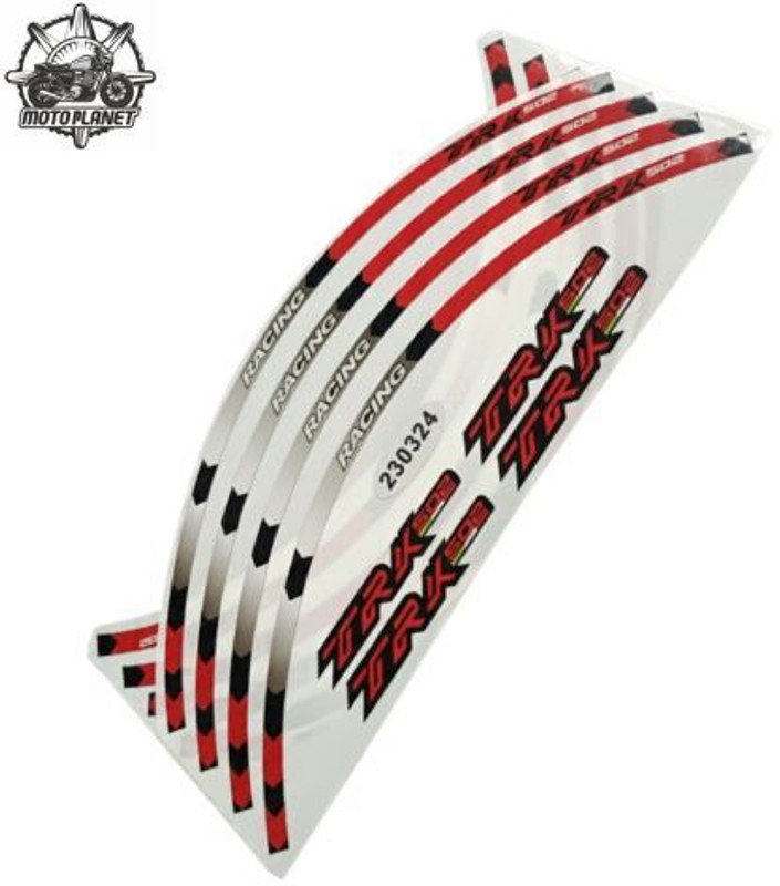 MOTO PLANET MPD-TRK-502 Racing Rim Sticker Set for Wheels Reflective Decal Kit Red & Black Front, Rear Alloy Porcelain KTM NA Motorbike Tyre Rim(Race)