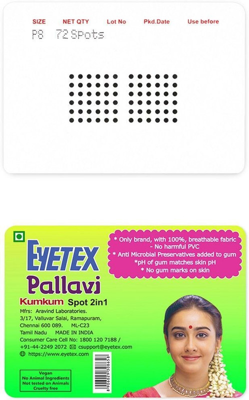 Eyetex Pallavi Sticker Kumkum Forehead Black Bindis(Round)