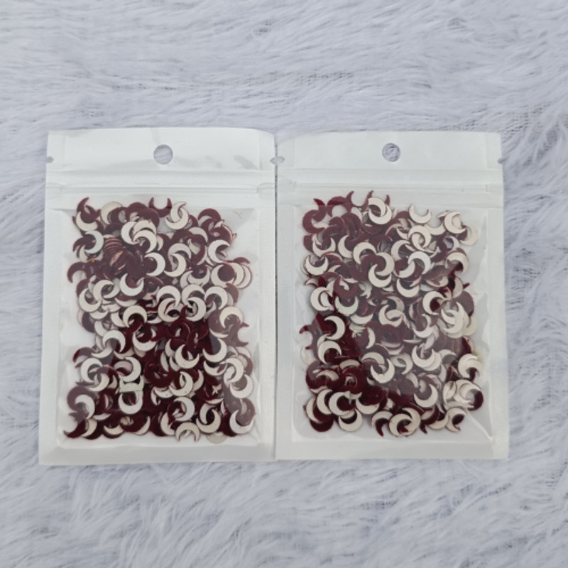 PANKTI ENTERPRISE Unique Chand Shape(Half Moon) Medium Size Maroon Velvet Bindi Combo Collection Maroon Bindis(Pack of 2)