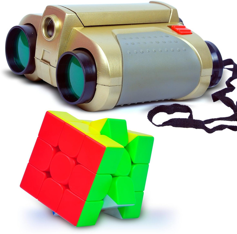 Kmc kidoz Combo 4x30mm Powerful Binocular 3*3 Magic Cube Puzzle Toy Eco Friendly Binoculars(30 mm , Multicolor)