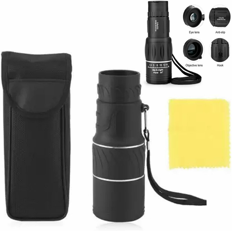 SellRider 16x52 Monocular Telescope Compact Waterproof Telescope with FMC Lens BAK4 Prism Binoculars(52 mm , Black)