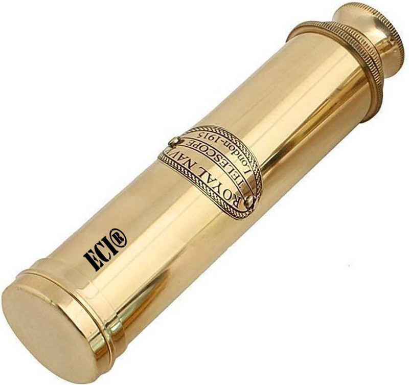 Eci Golden 12 inch Antique Look Full Brass Telescope(12 mm , Telescope With Lens Cover Nautical Brass)