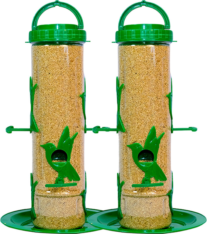 GKWings Pack of 2 Large Hanging Bird Feeder for Balcony, Garden Decor Tube Bird Feeder(Green)