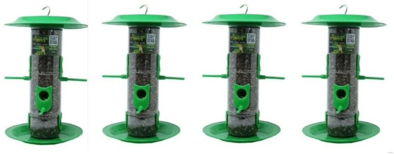 AMIJIVDAYA Medium Bird Food Feeder with hut Both Side Pack of 1 Window Bird Feeder Bird Feeder(Clear, Green)