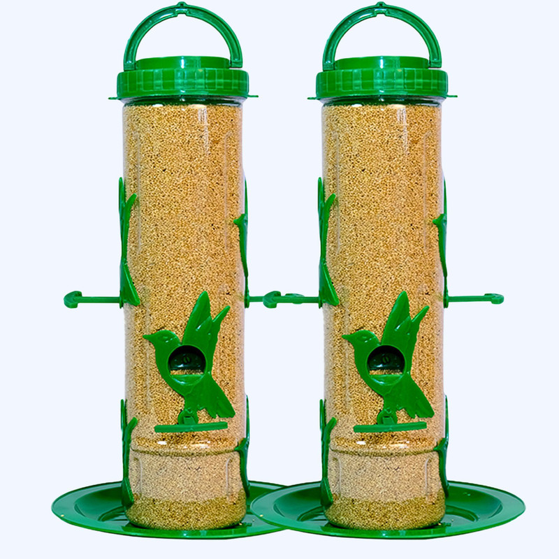 GKWings Outdoor Feeder Set of 2 | Hanging Tube Style for Balcony Decoration Window Bird Feeder(Green)