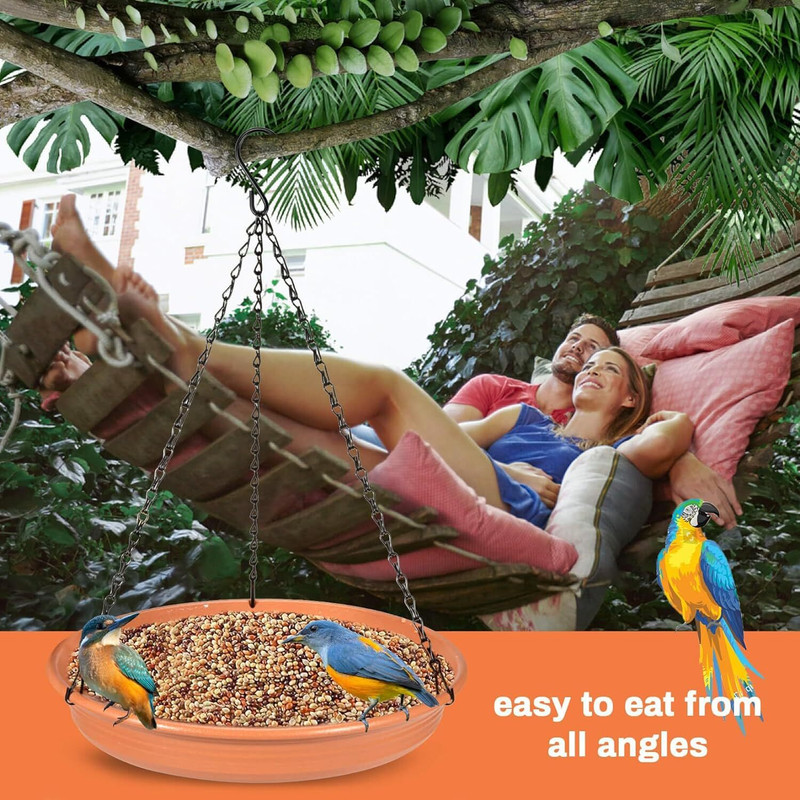 BIRDSHALA Hanging BirdFeeder Pack of 2 for Water Seed & Bath Trey | Balcony,Trees,Garden Window Bird Feeder Bird Feeder(Brown)