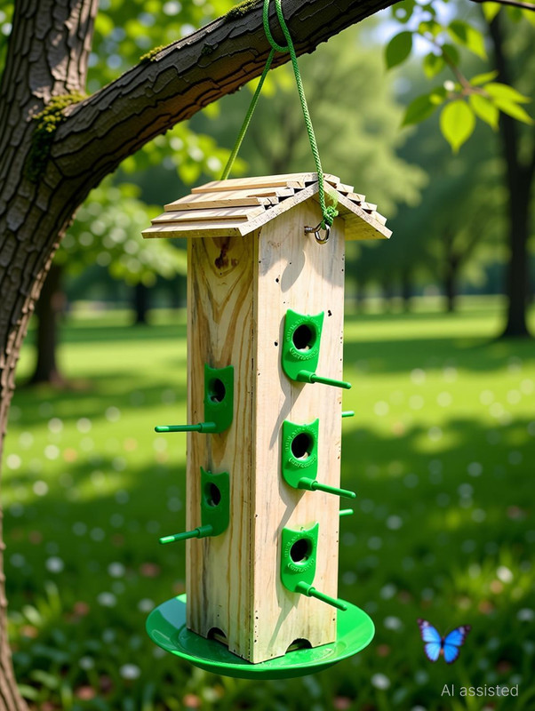 AMIJIVDAYA Wooden Wall mount Bird feeder Pack of 2 Window Bird Feeder Bird Feeder(Multicolor)