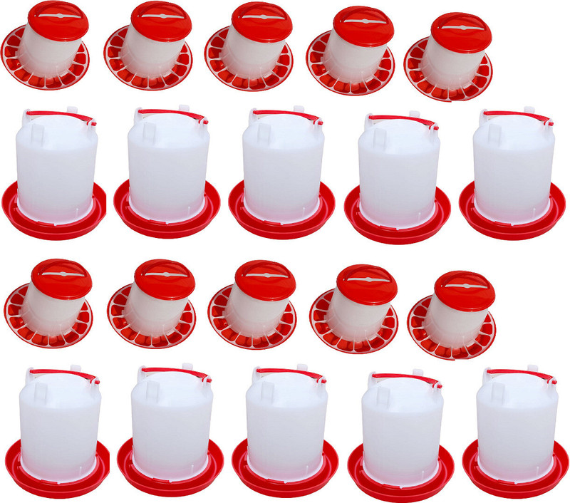 TM&W 1.5 kg feeder-20pcs and 1.5 ltr drinker-20=40 pcs Common Bird Feeder(Multicolor)