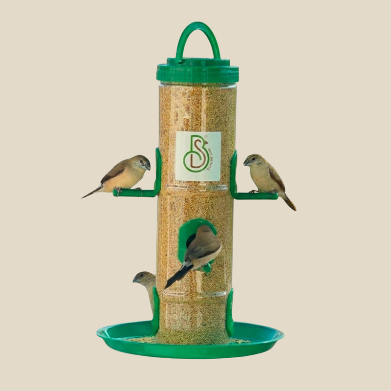 Skybeings Balcony Bird Feeder Station with 6 Feeding Ports Window Bird Feeder(Green)