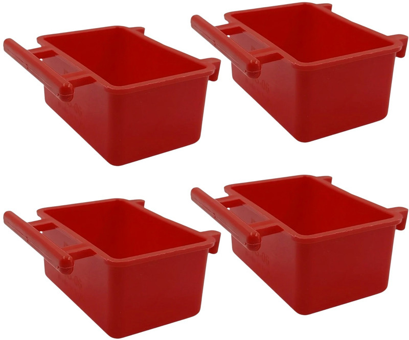 PetAura Grow Premium Plastic Bird Feeder & Waterer with Perch for Cage (Pack of 4) Caged Bird Feeder(Red)