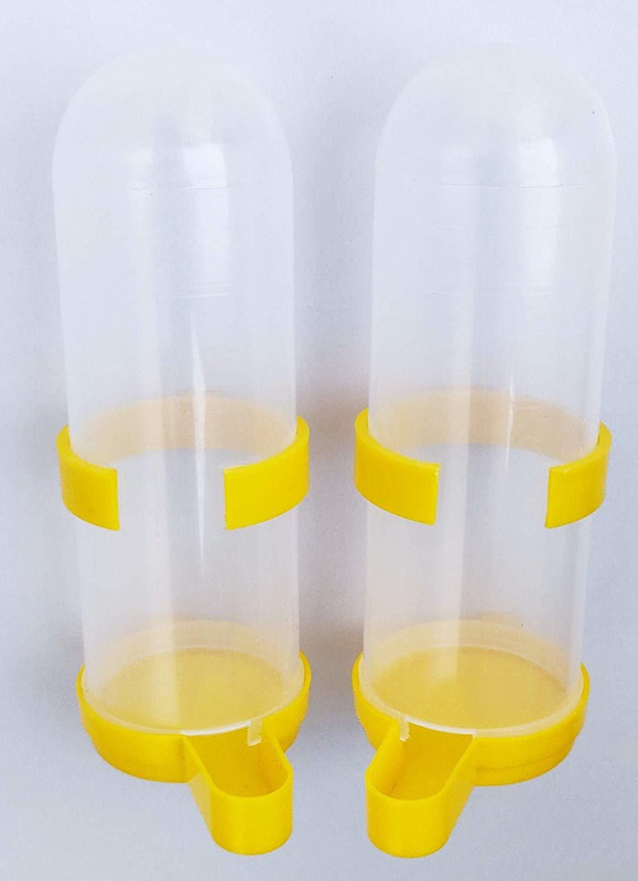 ARKO Bird Cage Water and Food Feeder Caged Bird Feeder(Yellow, Clear)