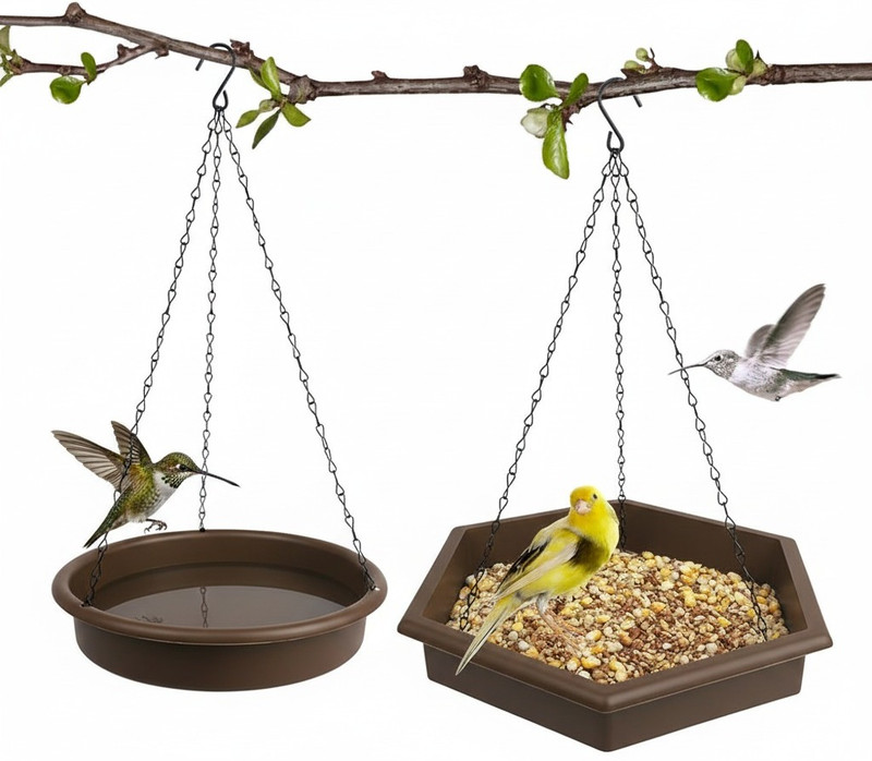 ANANTR bird feeder hexa and round (set of 02) Tray Bird Feeder(Brown)