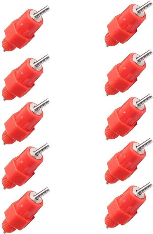 Cj farms and agritech Automatic Poultry Chicken Water Nipple Drinker with Leakproof Saddles Pole Mount Bird Feeder(Red)