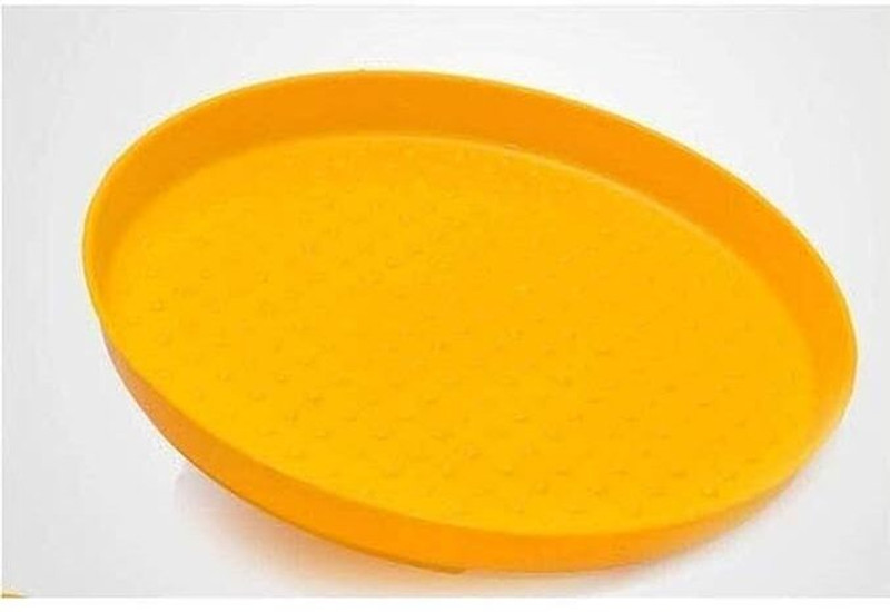 Praish Advanced Poultry Equipment Plastic Chicken Feeder Tray for Chickens Ducks Birds Tray Bird Feeder(Yellow)