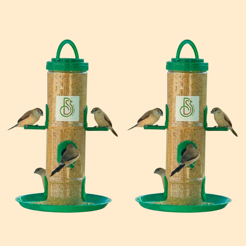 Skybeings Hanging Bird Feeder with 6 Ports & Perches (2 Pcs) Window Bird Feeder(Green)
