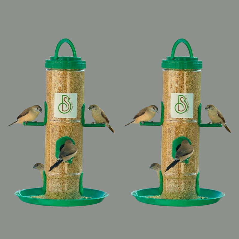 Skybeings 2 Pcs Large Plastic Bird Feeder for All Seasons Window Bird Feeder(Green)