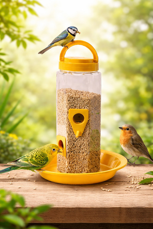 Vidushi Trade Bird Feeder, Hanging Bird Feeder, Bird Food Feeder, Seed Container. Platform Bird Feeder(Red)