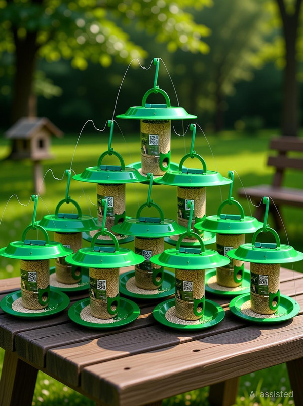 AMIJIVDAYA Small Food Feeder with Hut Window Bird Feeder Bird Feeder(Green)