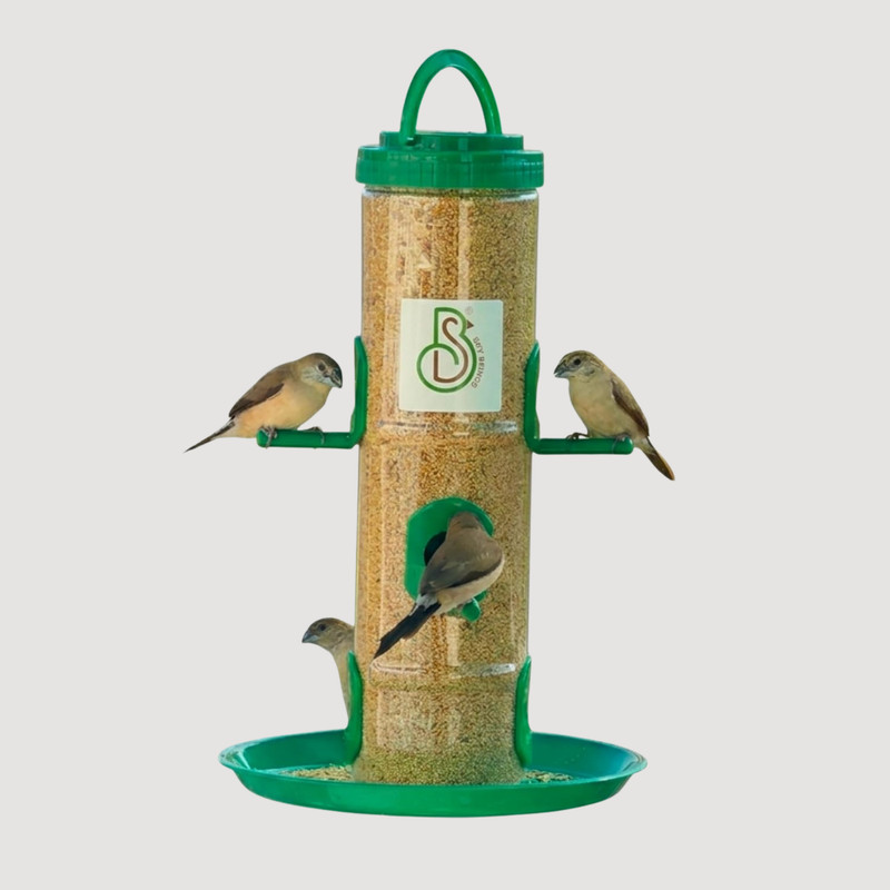 Skybeings Transparent Hanging Food Dispenser with 6 Feeding Ports Window Bird Feeder(Green)
