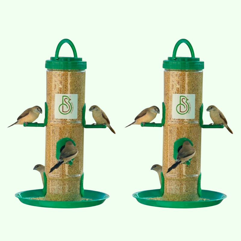 Skybeings Pack of 2 Large Bird Feeders for Outdoor Sparrows Window Bird Feeder(Green)