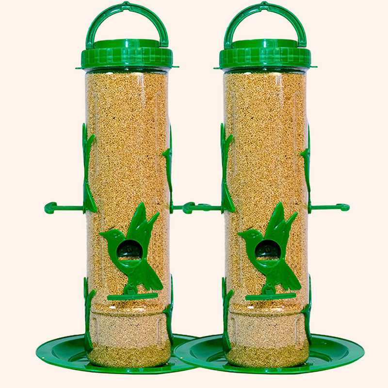 GKWings Pack of 3 Balcony & Garden Tube Feeder | Easy-Hang Outdoor Design Tube Bird Feeder(Green)