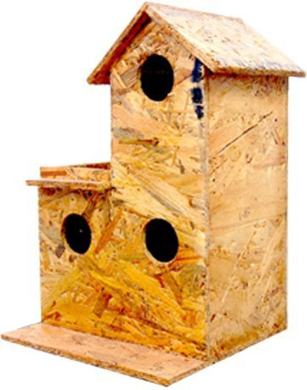 AMIJIVDAYA Sparrow Wooden Bird Home ( For 3 Family) Window Bird Feeder(Yellow)