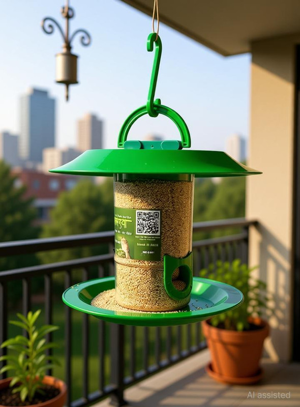 AMIJIVDAYA Large bird feeder with hut Window Bird Feeder Bird Feeder(Green)
