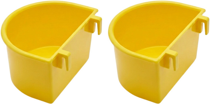 PetAura Grow Premium D-Cup Bird Feeder & Waterer for Cage - Durable Plastic Bowl (Pack of 2) Common Bird Feeder(Yellow)
