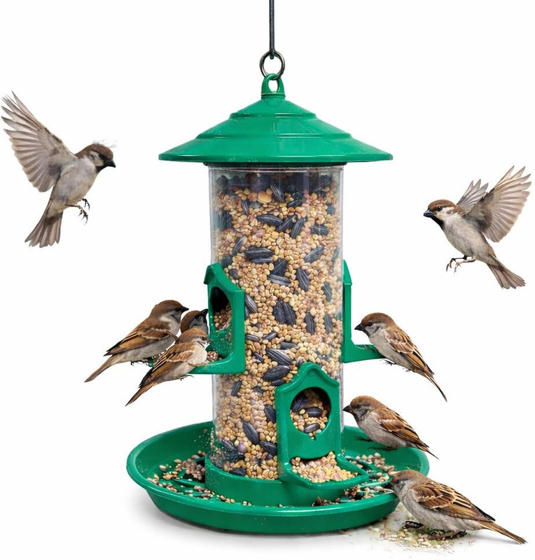 BIRDSHALA Hanging Bird Feeder for Balcony & Garden | Seed Feeder for Sparrow & Small Birds Tube Bird Feeder(Green)