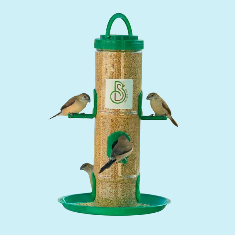 Skybeings 6-Port Transparent Bird Feeder - Weatherproof Design Window Bird Feeder(Green)