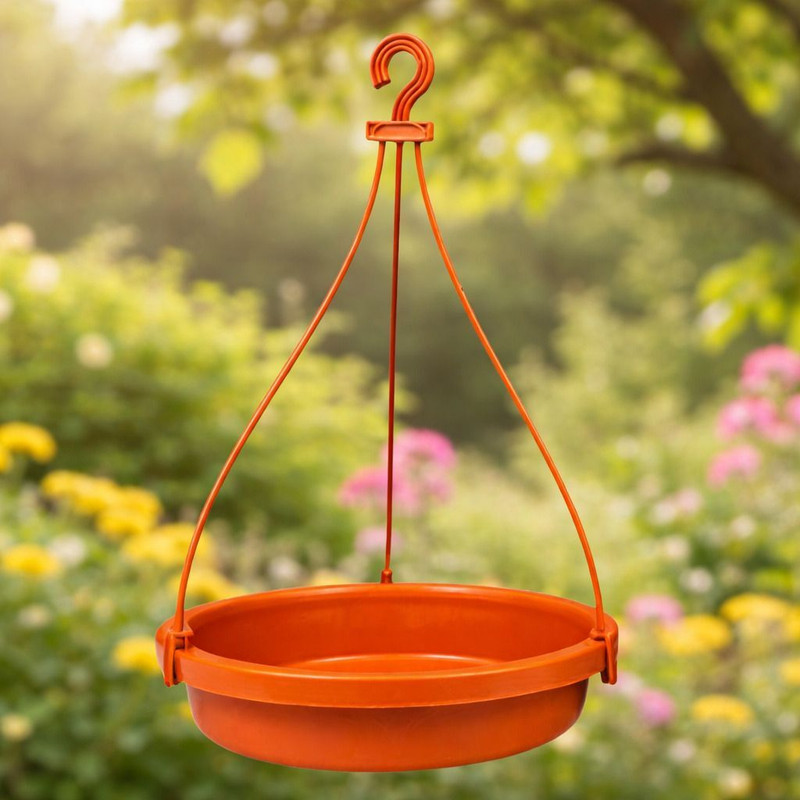Sage Hanging Bird Water Feeder Bowl | Plastic Bird Bath for Garden Balcony Outdoor Window Bird Feeder Bird Feeder(Orange)