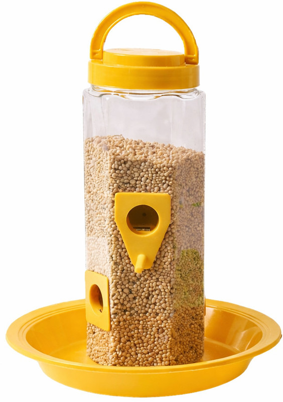 EriseEnterpris Bird Food Feeder Tower and Bird Water Feeder attached Set for Sparrow Tube Bird Feeder(Green)