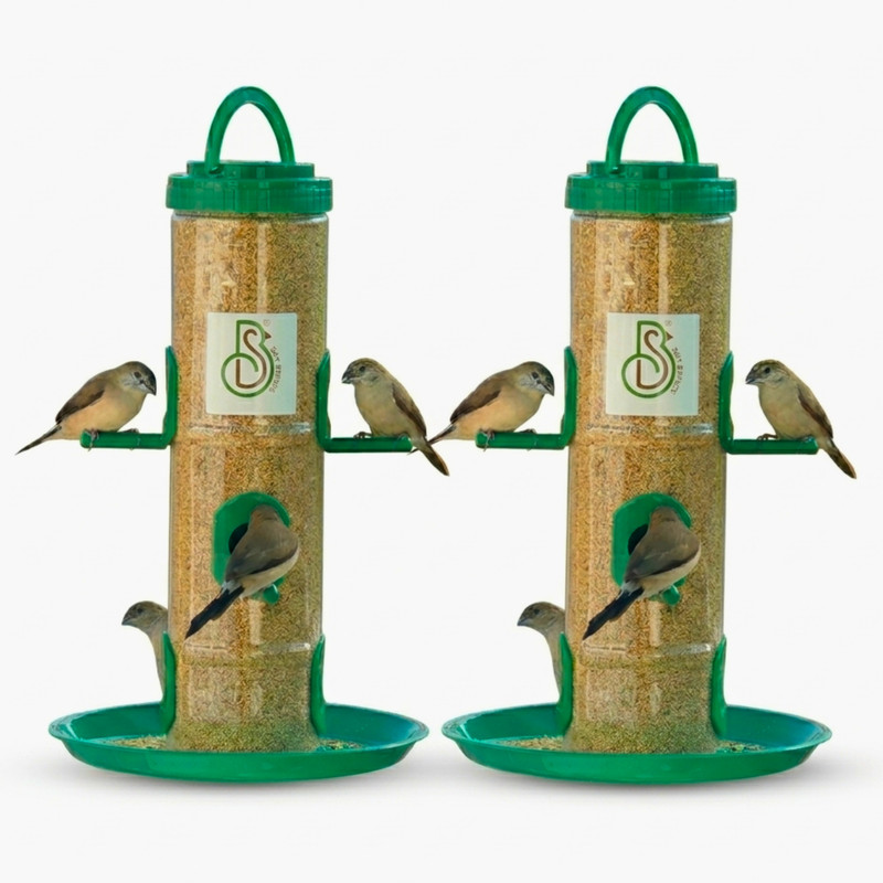 Skybeings Pack of 2 Large 1kg Capacity Hanging Bird Feeder for Garden and Balcony Tube Bird Feeder(Green)