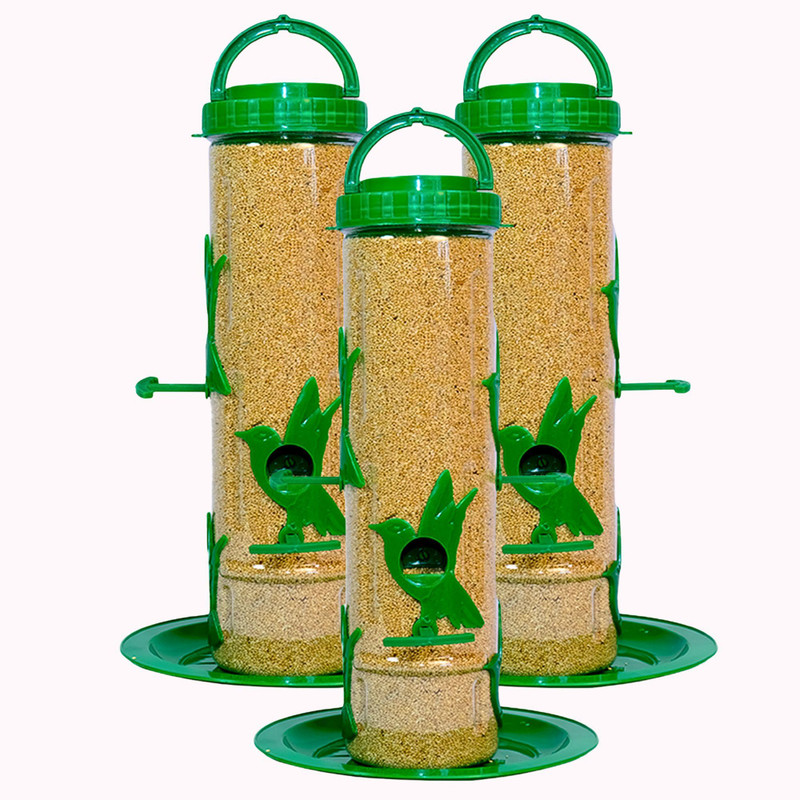 GKWings Pack of 3 Outdoor Tube Feeder | Strong Hanging Build for Garden Use Tube Bird Feeder(Green)