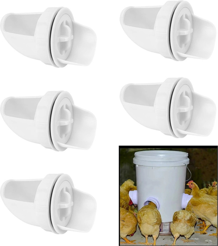 Cj farms and agritech DIY Gravity Chicken Feeder Pack 5 Squirrel Proof Feeders Bird Feeder(White)
