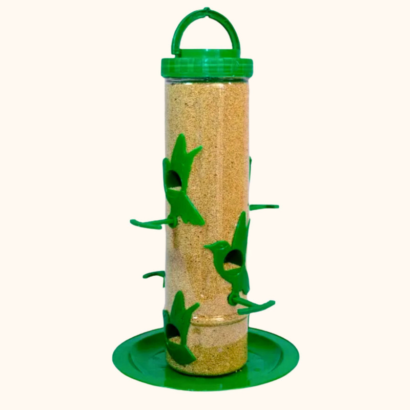 GKWings Outdoor Hanging Tube Feeder for Sparrows | Clear Balcony Seed Station Window Bird Feeder(Green)