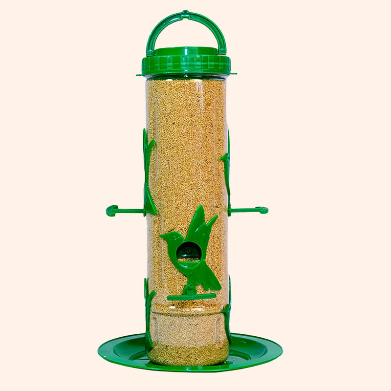 GKWings Outdoor Tube Feeder with 6 Ports | Weather-Ready Balcony Unit Window Bird Feeder(Green)