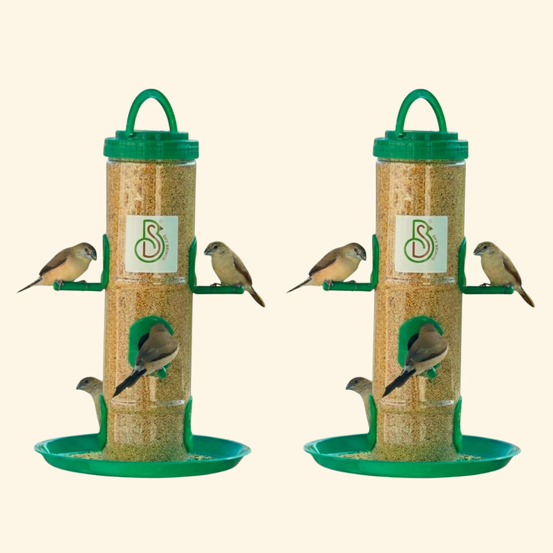 Skybeings 6-Port Large Capacity Bird Feeder for Small Birds Window Bird Feeder(Green)