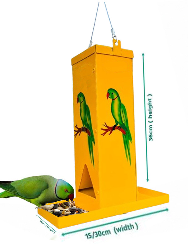 AMIJIVDAYA Iron Parrot Feeder 1 Window Bird Feeder(Yellow)