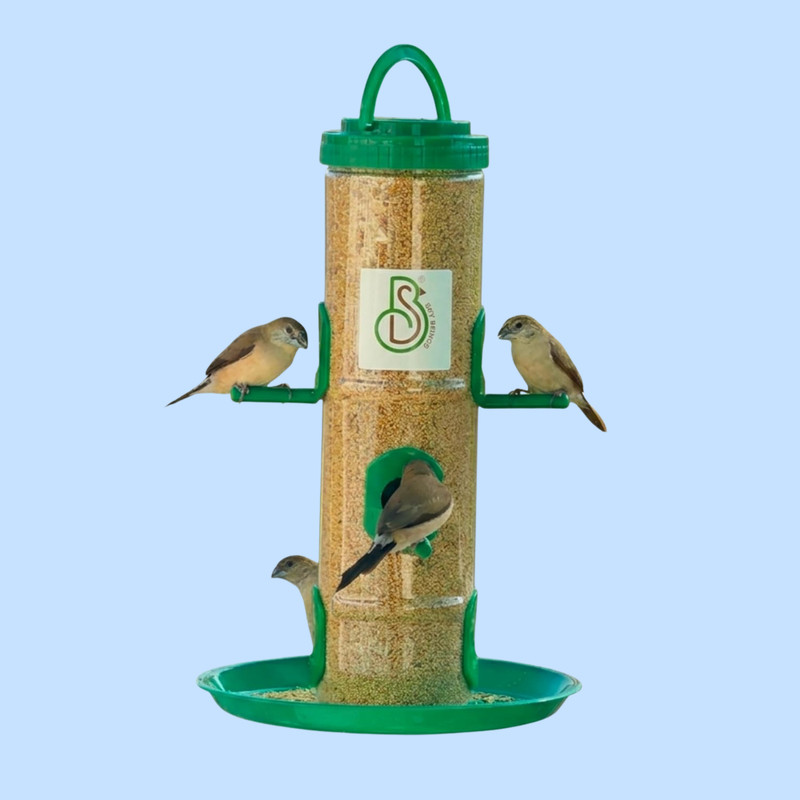 Skybeings Easy-to-Fill 1kg Transparent Bird Food Station Window Bird Feeder(Green)