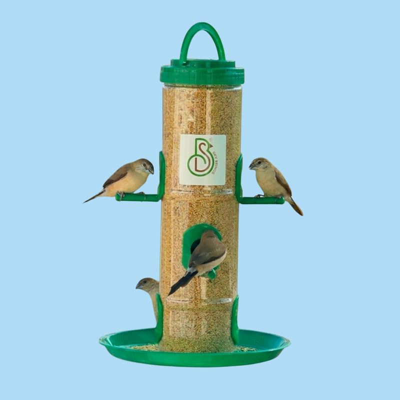 Skybeings Heavy-Duty 1kg Bird Feeder with 6 Feeding Ports Window Bird Feeder(Green)