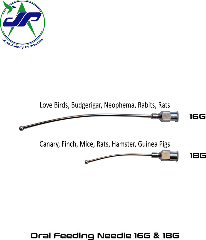 JIYA AVIARY PRODUCTS Oral Gavage Needle ball Tip size 16G & 18G for Rats, Mice, Hamster Tube Bird Feeder(Steel)
