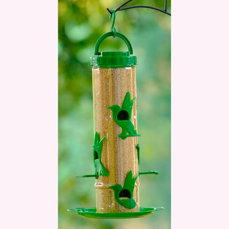 GKWings Outdoor Seed Feeder with Long Tube and Easy Hanging Support Tube Bird Feeder(Green)