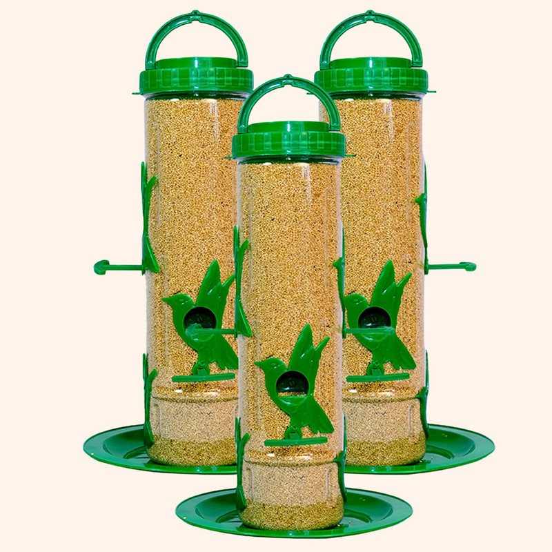 GKWings Dual Pack Outdoor Hanging Feeder | Tube Design for Balcony & Garden Window Bird Feeder(Green)