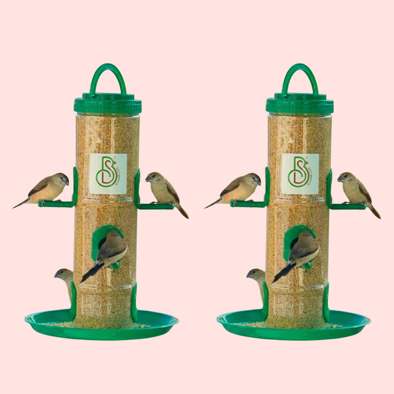 Skybeings 2 Pcs 6-Port Bird Feeding Station for Daily Use Window Bird Feeder(Green)