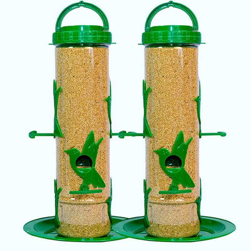 GKWings Large Outdoor Tube Feeder Set | Hanging Balcony and Garden Decor Window Bird Feeder(Green)