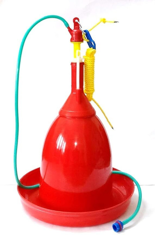 Praish Automatic Jumbo Drinker & Feeder Ground Bird Feeder(Red)
